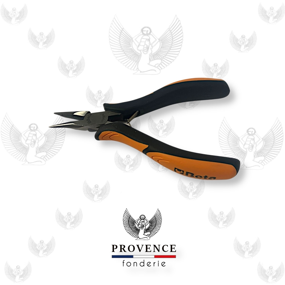 Pince de montage BETA 1175BM, à bec demi-rond, court, lisse, longueur 29mm, branches gainées confort bi-matières