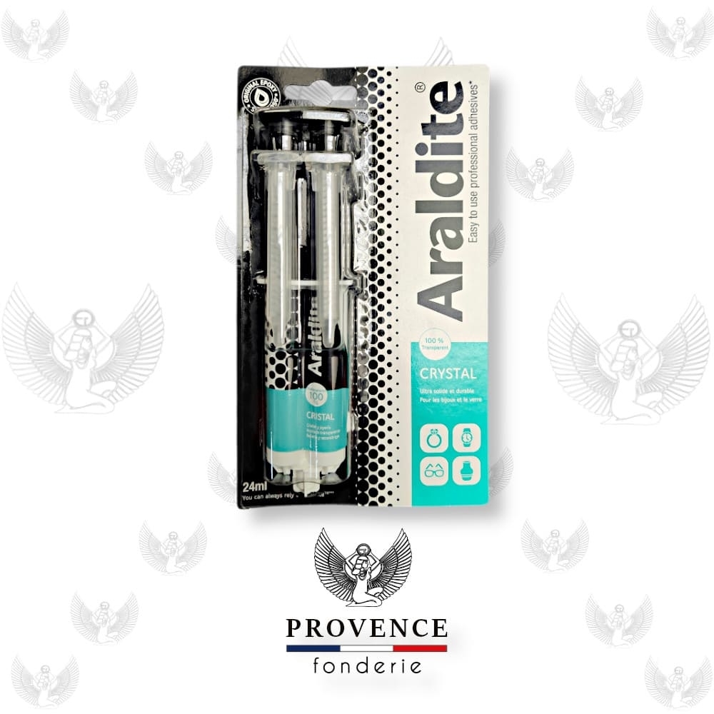 Colle Araldite Cristal transparente en seringue blister de 24ml - Prise 5 min - Verre + Bijoux