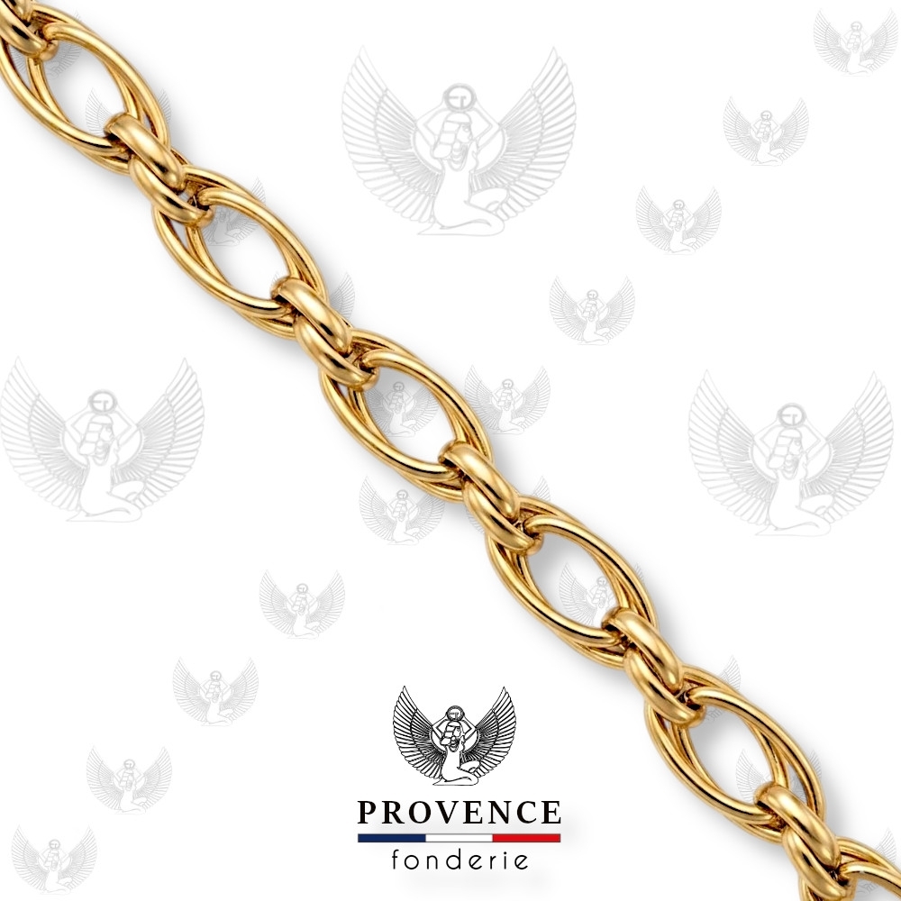 Chaîne alternée, double maillons forçats ovales 21x12mm + double maillons ovales 11.5x8mm au mètre