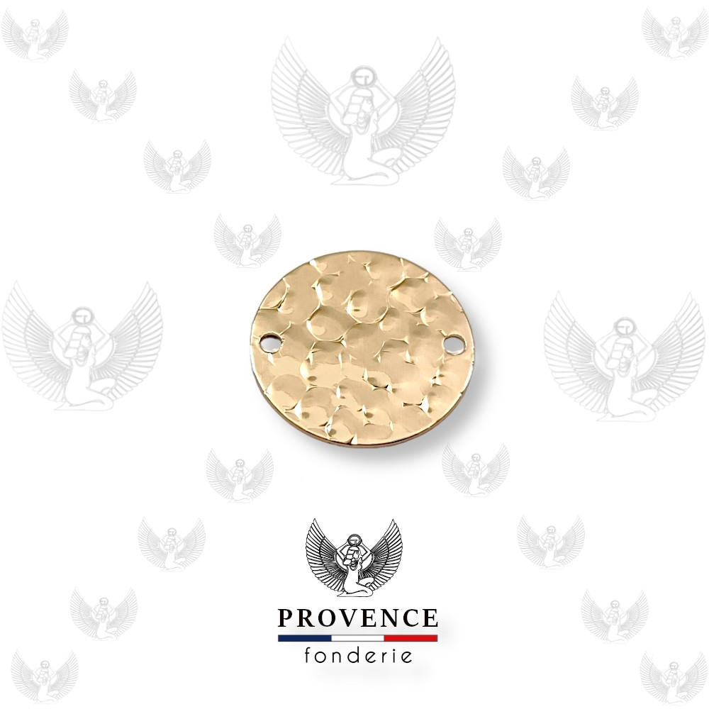 Médaille ronde Ø10mm martelée, 2 trous