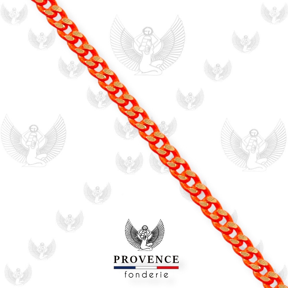 Chaîne gourmette laminée largeur 1.6mm colorée au mètre - Orange fluo