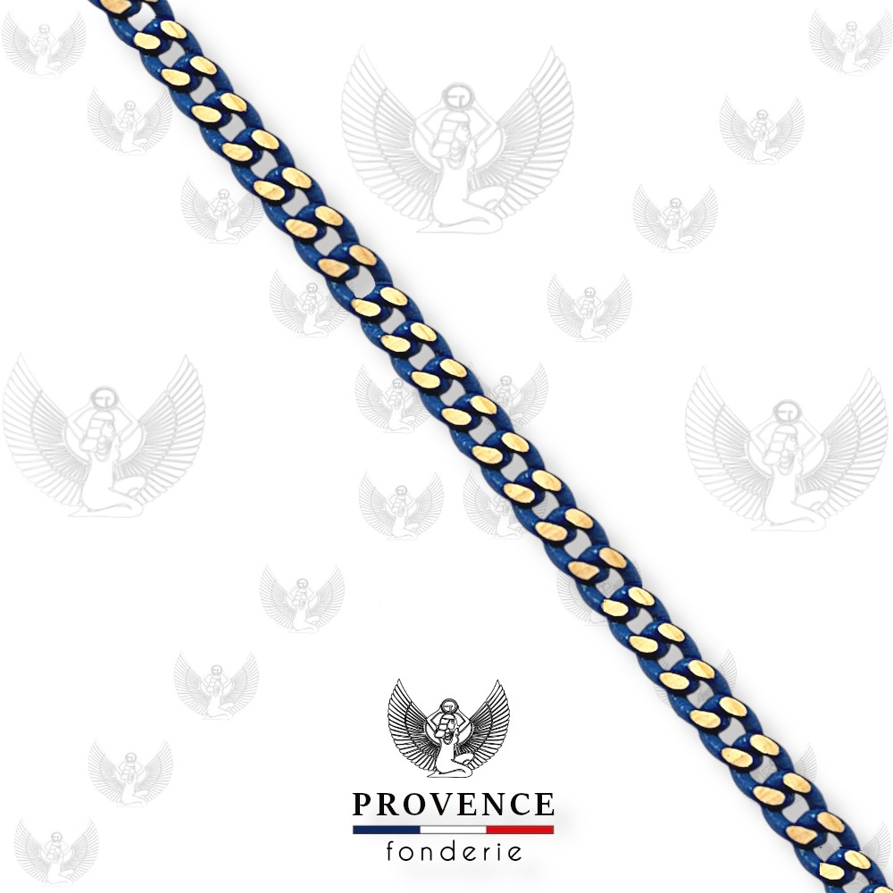 Chaîne gourmette laminée largeur 1.6mm colorée au mètre - Bleu jean